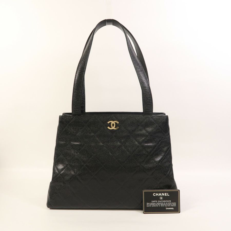 CHANEL 牛皮皮革Vintage Tote Bag金扣肩背袋-10