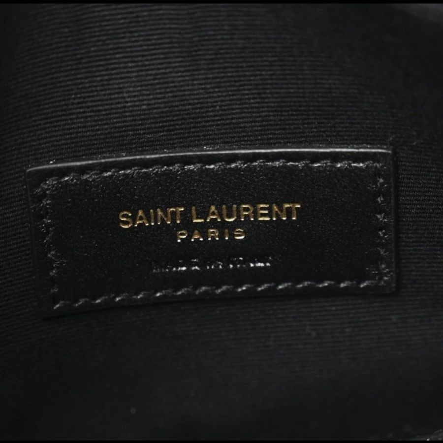 Saint Laurent黑色皮革山形紋拉鍊手拿包-18
