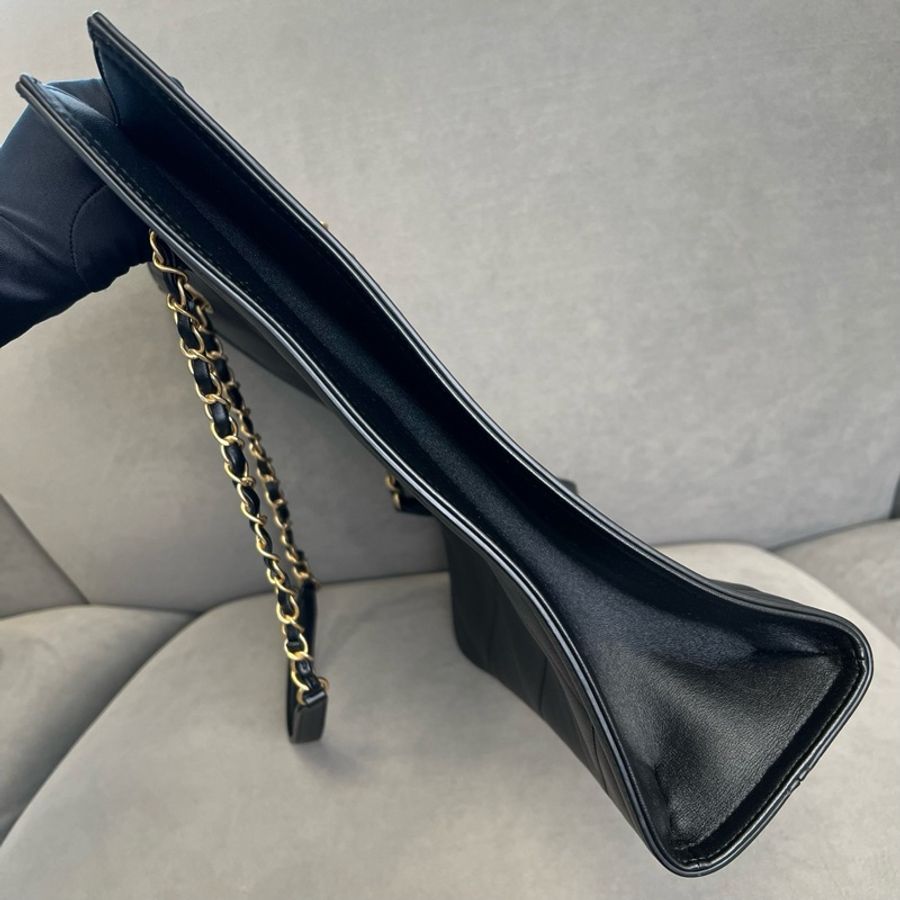 99新香奈兒Chanel 黑金tote芯片款-3
