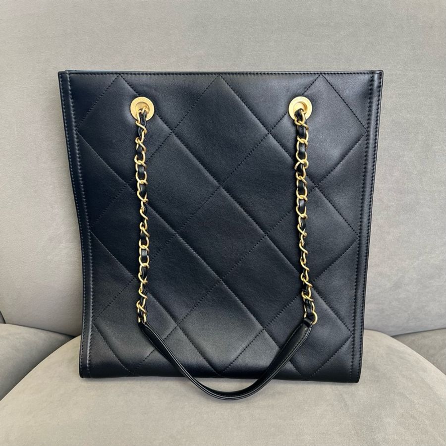 99新香奈兒Chanel 黑金tote芯片款-6