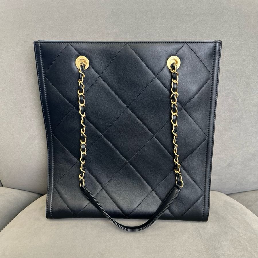 99新香奈兒Chanel 黑金tote芯片款-9
