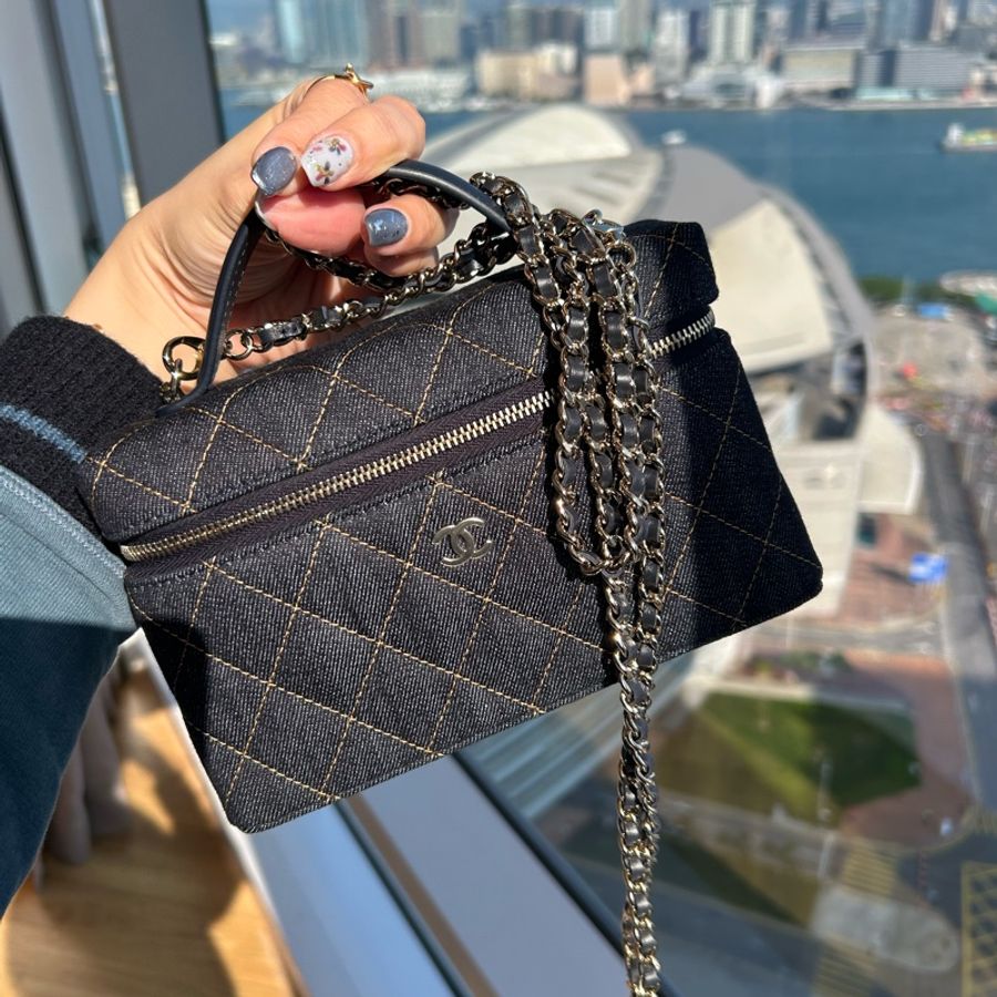 Chanel LP飯盒包/26P/鍊條可拆卸/Denim 丹寧/牛仔-0