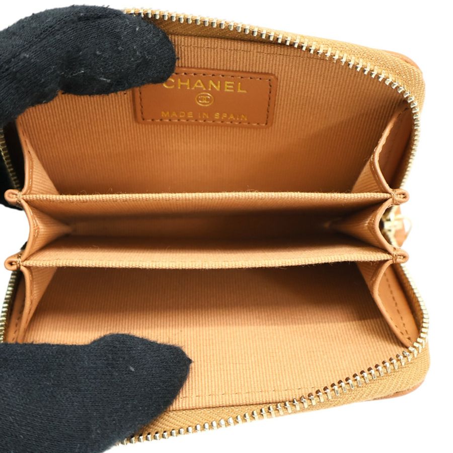 棕色 菱格紋 牛皮 19 Zip Coin Purse 拉鍊 零錢包【CHANEL 香奈兒】 AP0949-4