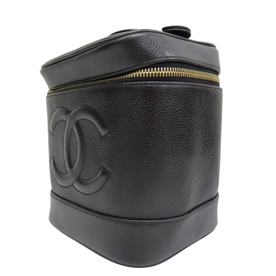 黑色 荔枝牛皮 CC Vanity 化妝箱 金扣【CHANEL 香奈兒】-2