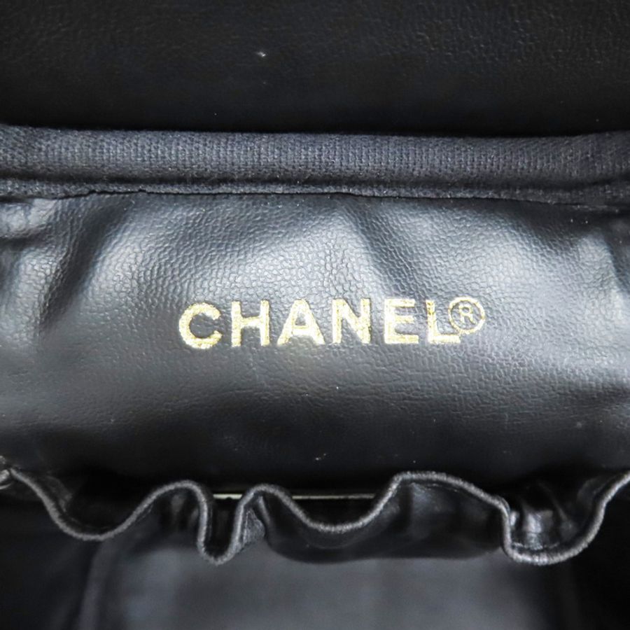 黑色 荔枝牛皮 CC Vanity 化妝箱 金扣【CHANEL 香奈兒】-5