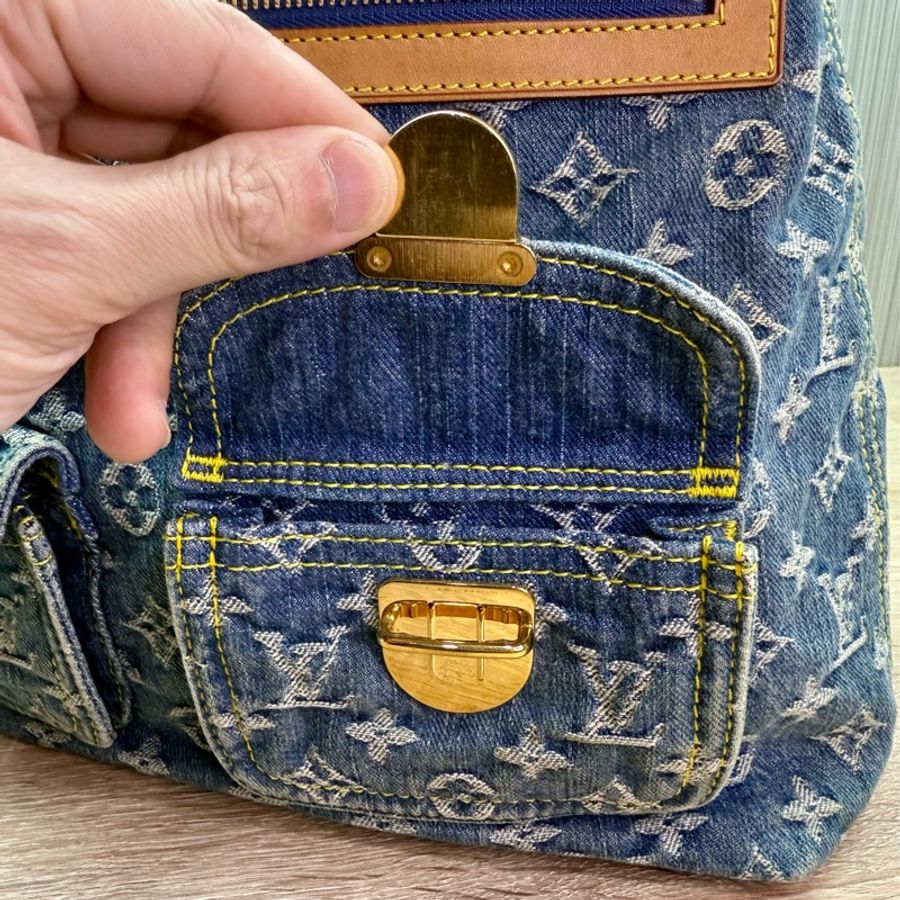 LV M95048 Baggy Denim Hobo GM 藍色丹寧牛仔肩背包-8