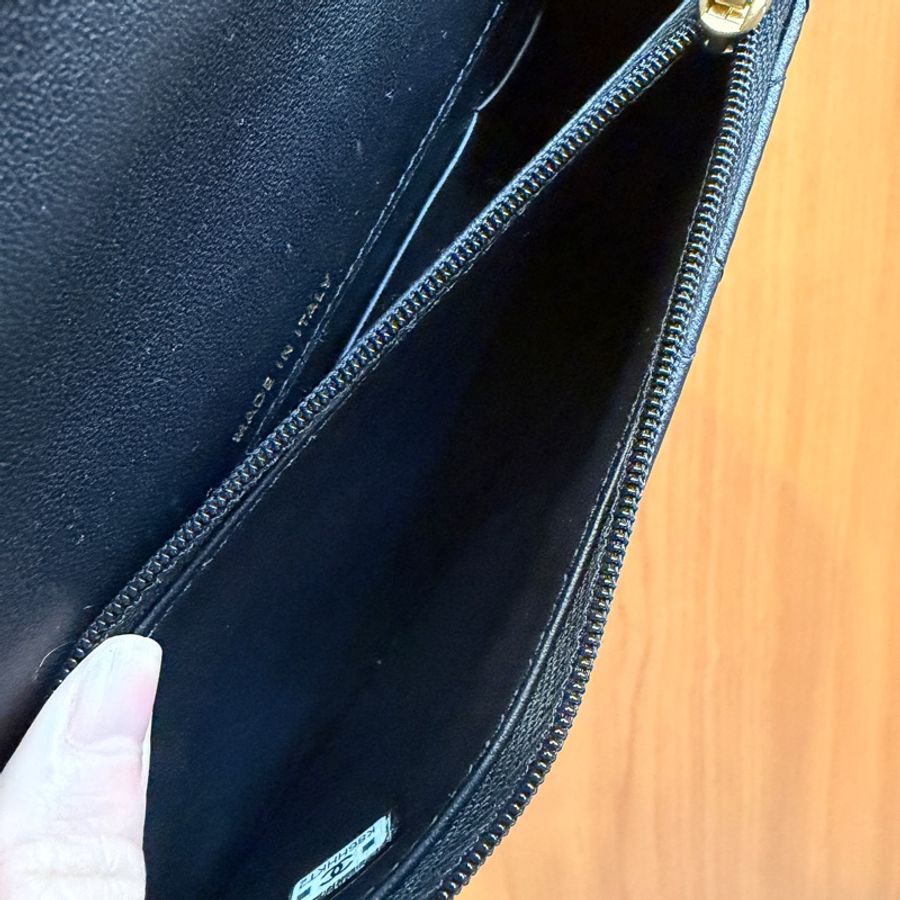 Chanel 黑羊皮霧金釦手把Mini WOC AP3385-13