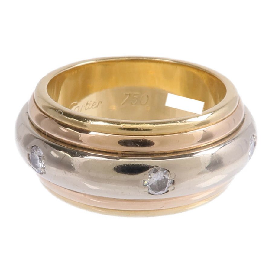 CARTIER 18K黃金/白金/玫瑰金Saturn Tri-Colour Ring鑽石戒指Cartier#50/US#5.5-1