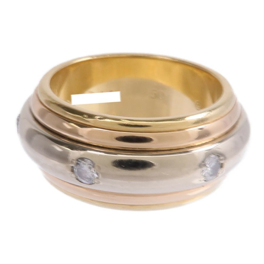 CARTIER 18K黃金/白金/玫瑰金Saturn Tri-Colour Ring鑽石戒指Cartier#50/US#5.5-3
