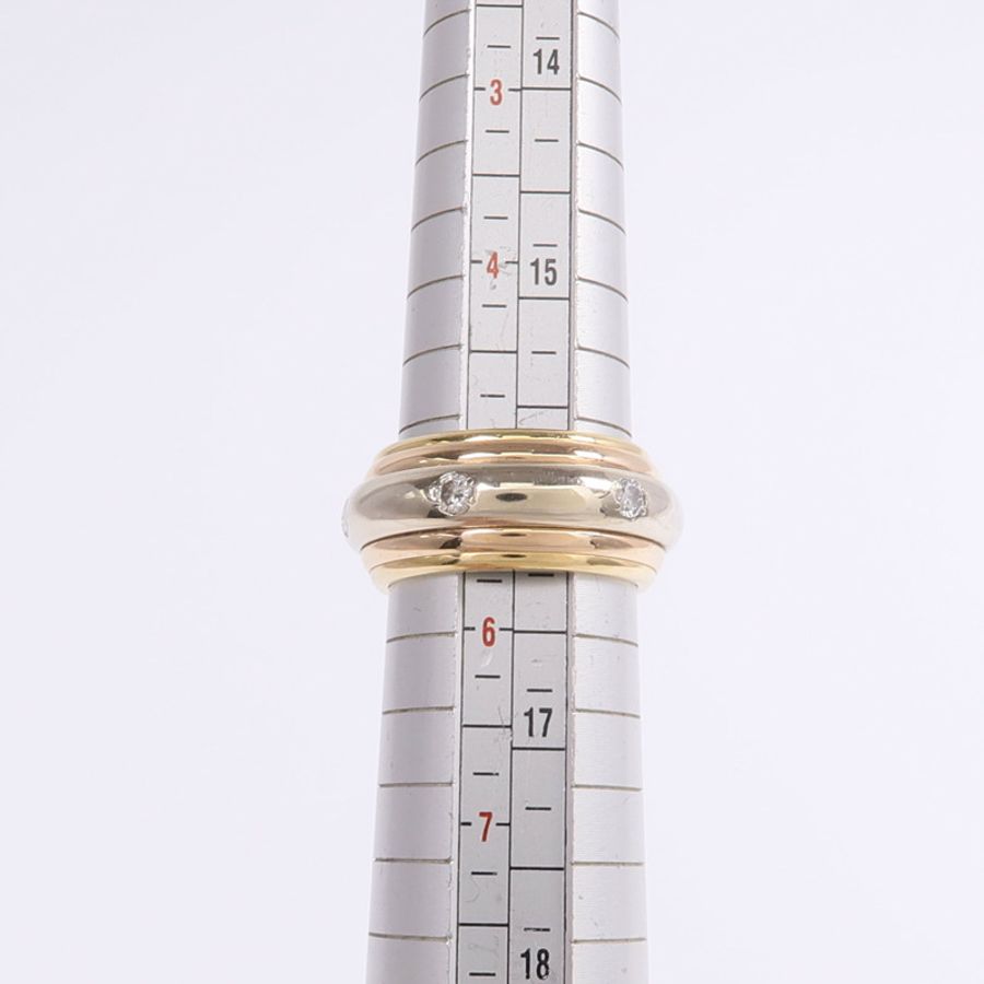CARTIER 18K黃金/白金/玫瑰金Saturn Tri-Colour Ring鑽石戒指Cartier#50/US#5.5-8