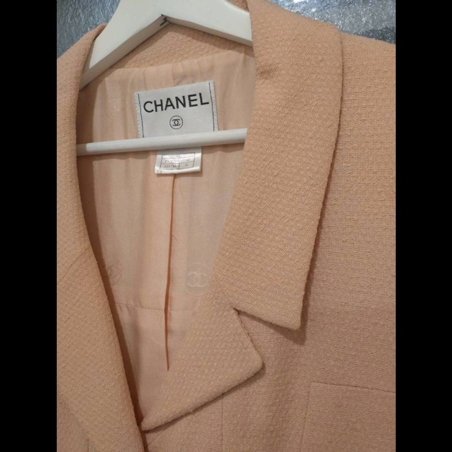 Chanel 膚色羊毛料雙口袋外套-9