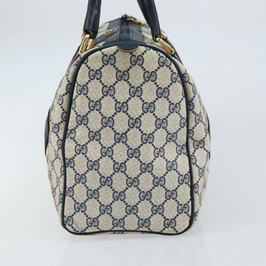 【日本直送】GUCCI GG Supreme Sherry Line 迷你波士頓包 PVC 海軍藍金色 正品 am10364-3