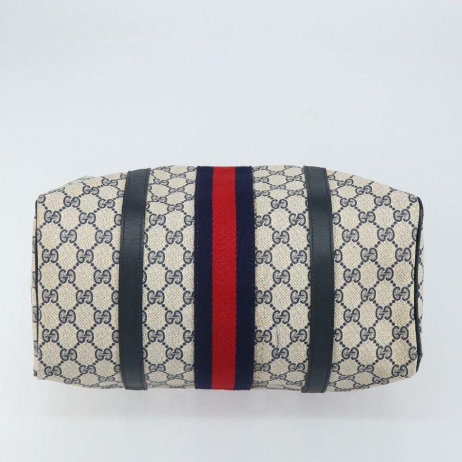 【日本直送】GUCCI GG Supreme Sherry Line 迷你波士頓包 PVC 海軍藍金色 正品 am10364-4