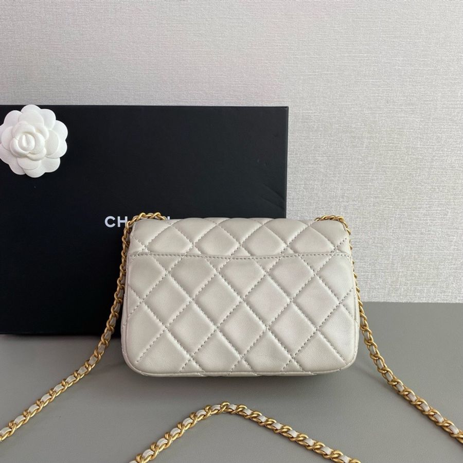 ✨Chanel 大象灰金鏈條包 方胖子 晶片款🩶-6