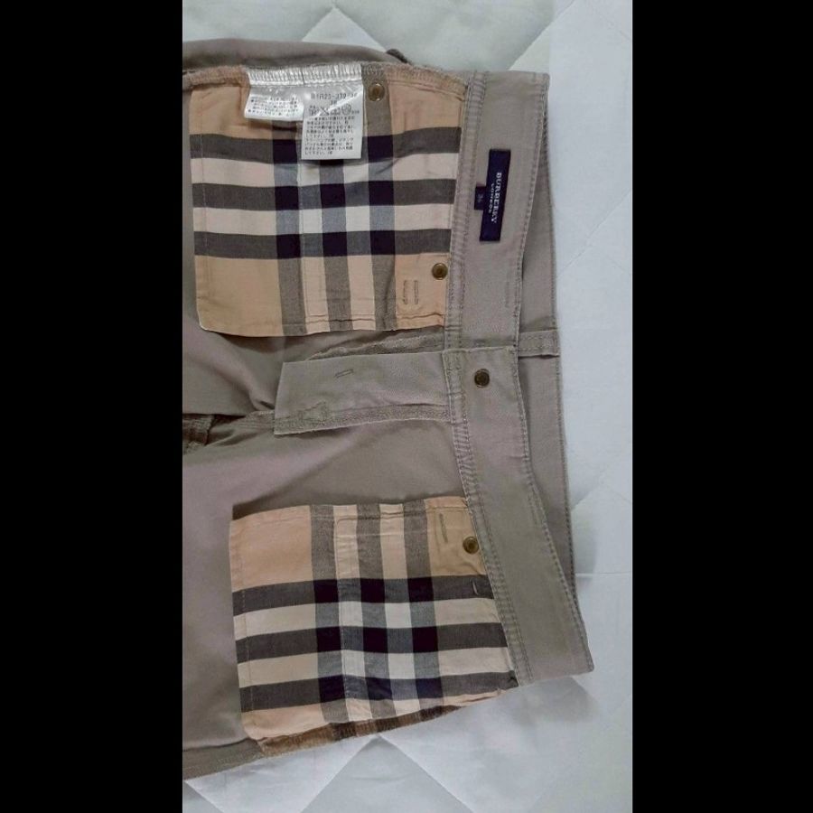 BURBERRY 博柏利 LONDON 女卡其色鐵牌LOGO彈性修身七分休閒褲36號-4