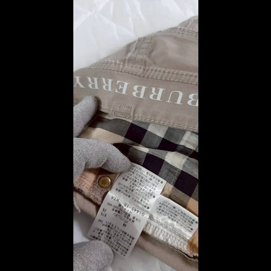 BURBERRY 博柏利 LONDON 女卡其色鐵牌LOGO彈性修身七分休閒褲36號-9