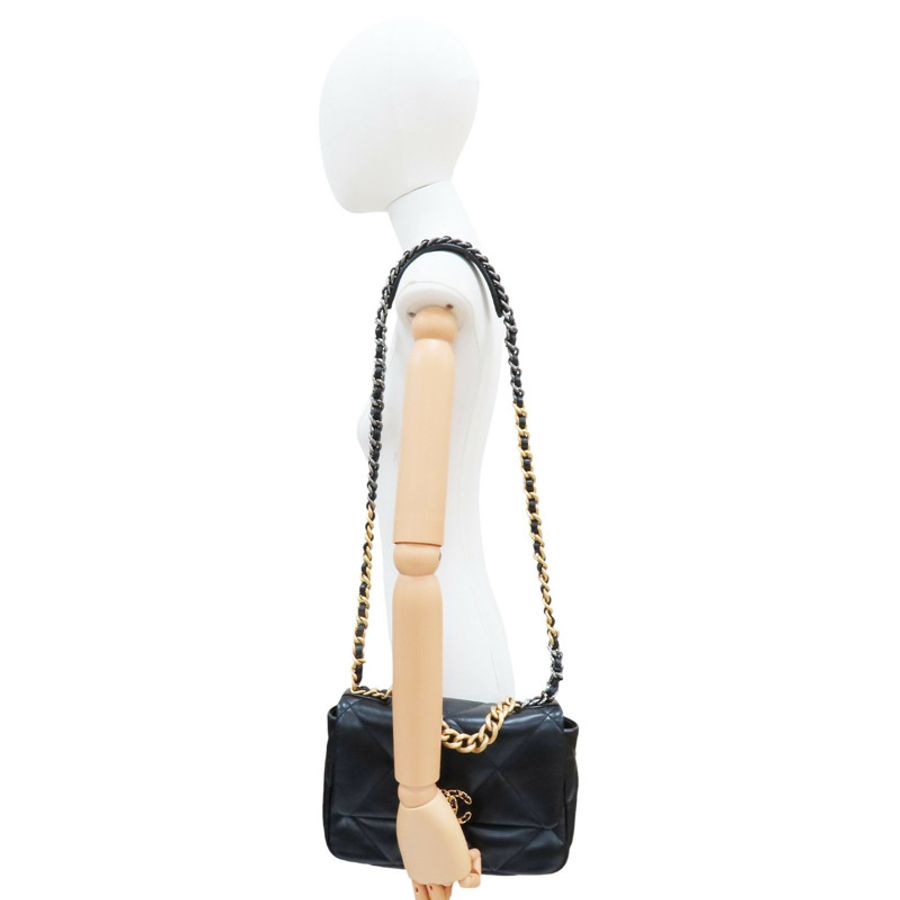 黑色 羊皮 19 鏈帶肩背包【CHANEL 香奈兒】 AS1160-9