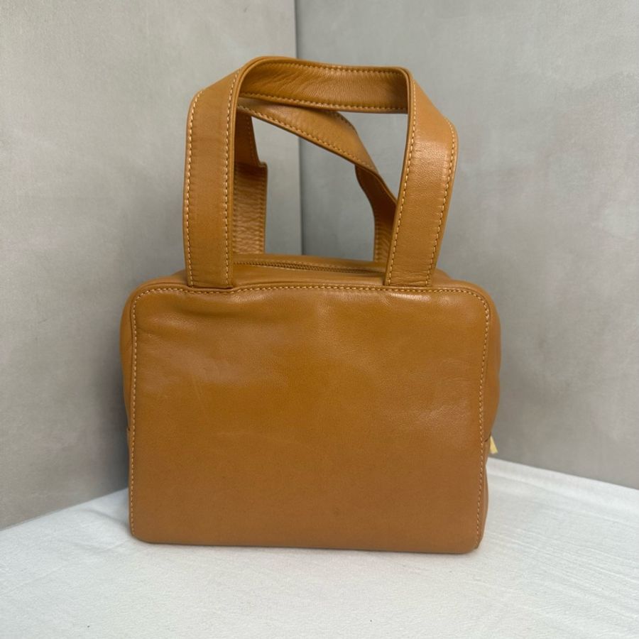 LOEWE 中古焦糖色手提方形便當包-3