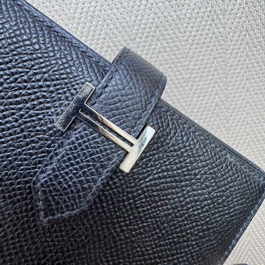 Hermes Bearn 黑銀短夾-5