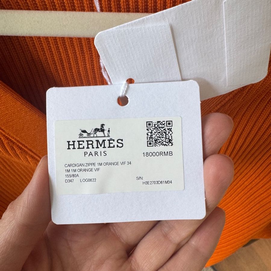 99新HERMES/愛馬仕 SS23 純色拉鍊長袖針織衫 女款 34碼橙色。-2