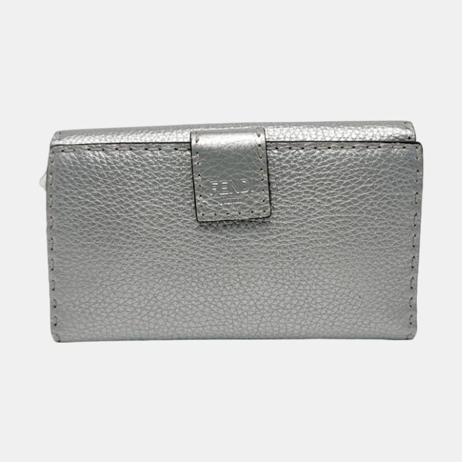FENDI Peekaboo銀色牛皮錢包銀色五金 9.8新-4