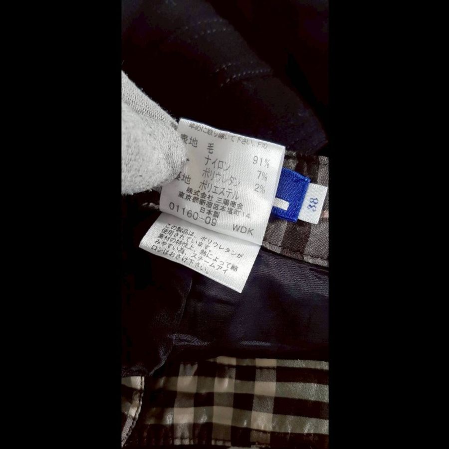 (日本製MIJ)正品BURBERRY 博柏利BLUE LABEL 藍標 戰馬 女黑色混羊毛七分褲38號-9