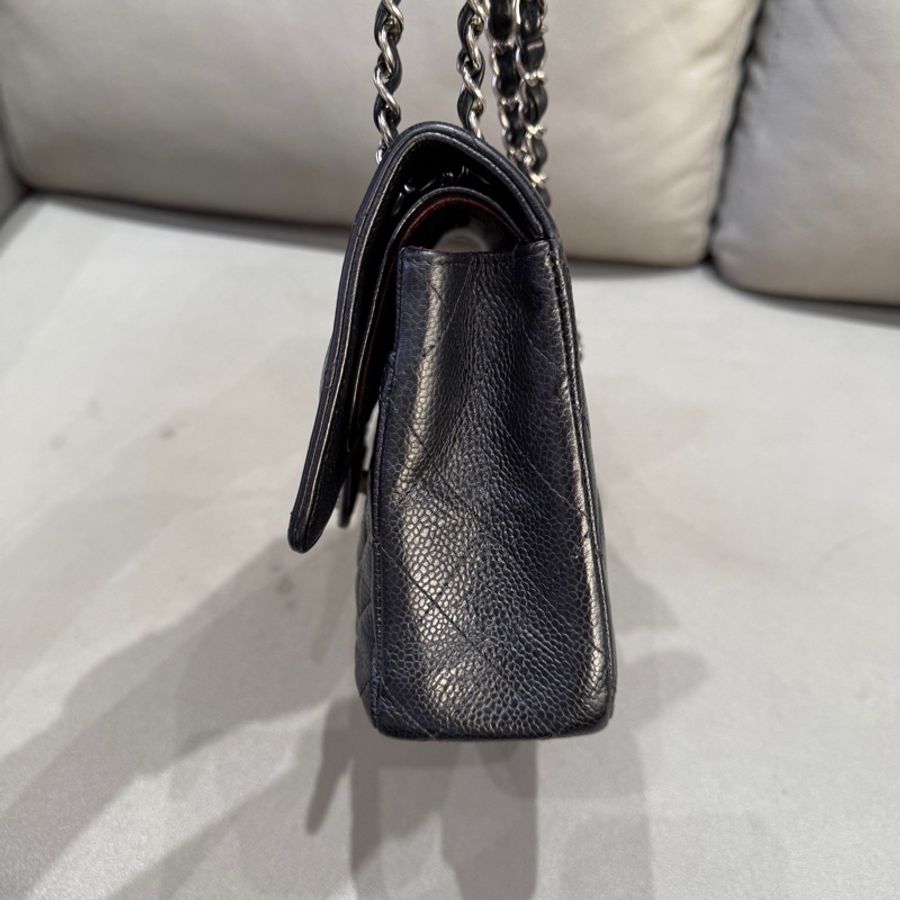 Chanel • 經典Cf 25 荔枝牛皮銀釦口蓋包 中號-6