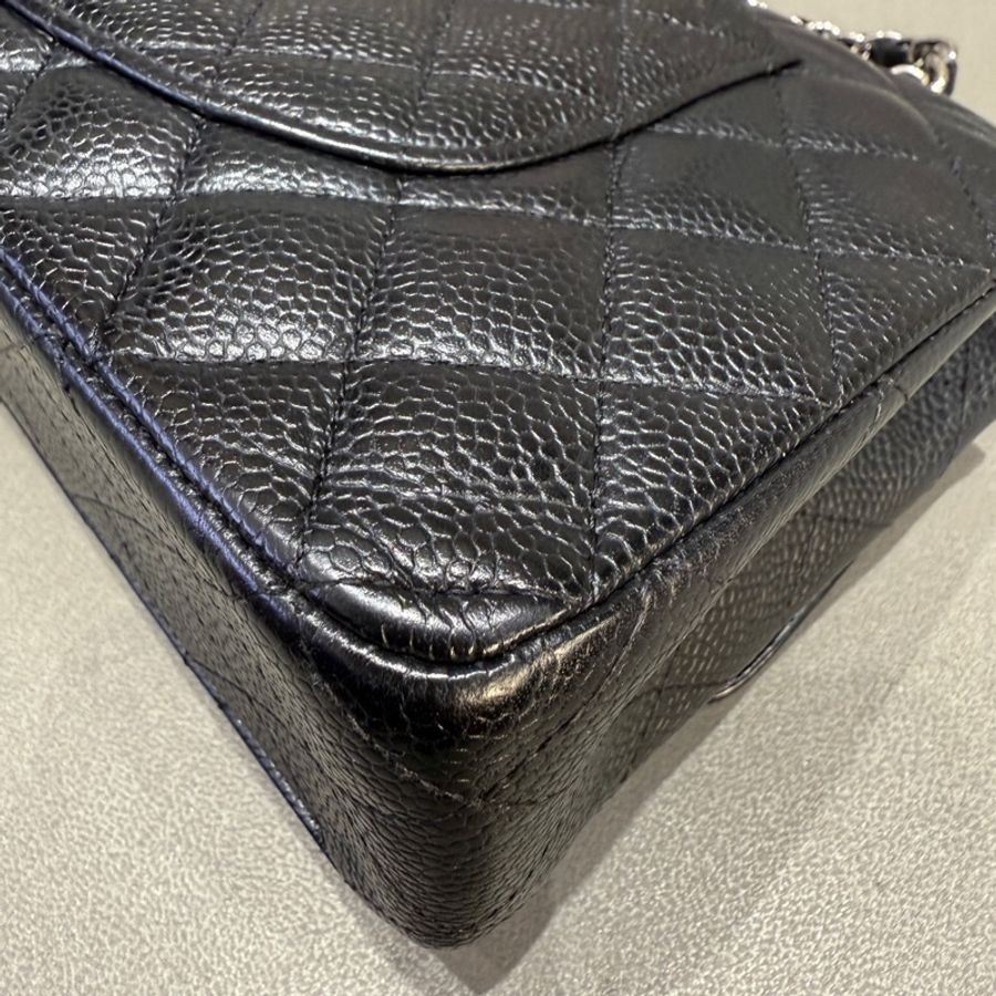 Chanel • 經典Cf 25 荔枝牛皮銀釦口蓋包 中號-15