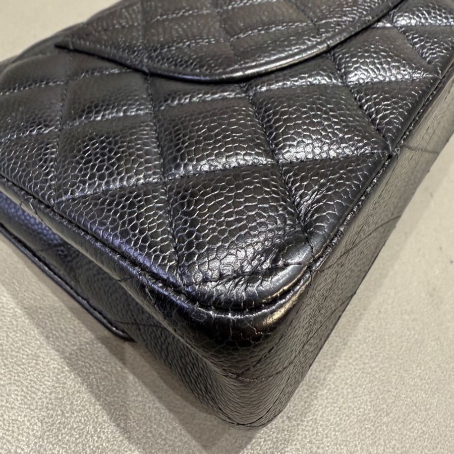 Chanel • 經典Cf 25 荔枝牛皮銀釦口蓋包 中號-16