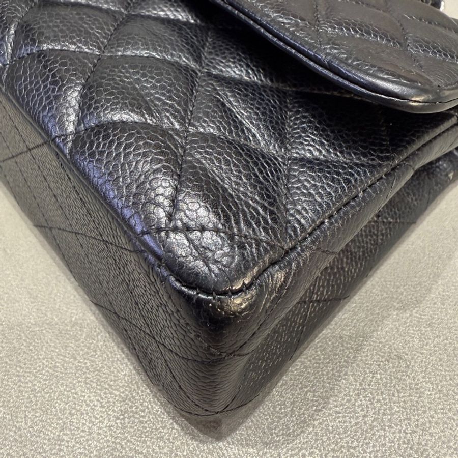 Chanel • 經典Cf 25 荔枝牛皮銀釦口蓋包 中號-17
