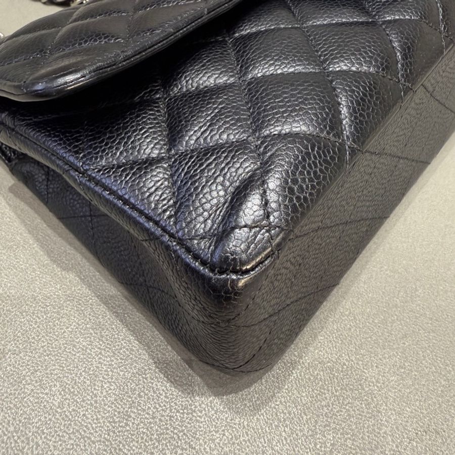 Chanel • 經典Cf 25 荔枝牛皮銀釦口蓋包 中號-18