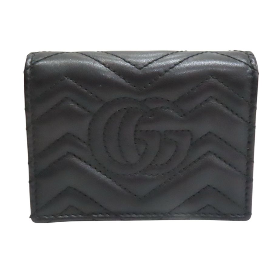 黑色牛皮 Marmont 兩折 扣式 短夾 466492【GUCCI 古馳】 466492-1