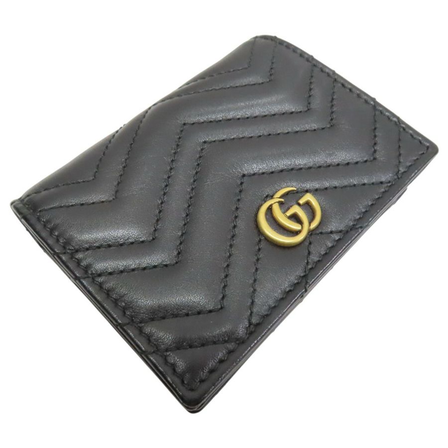 黑色牛皮 Marmont 兩折 扣式 短夾 466492【GUCCI 古馳】 466492-2