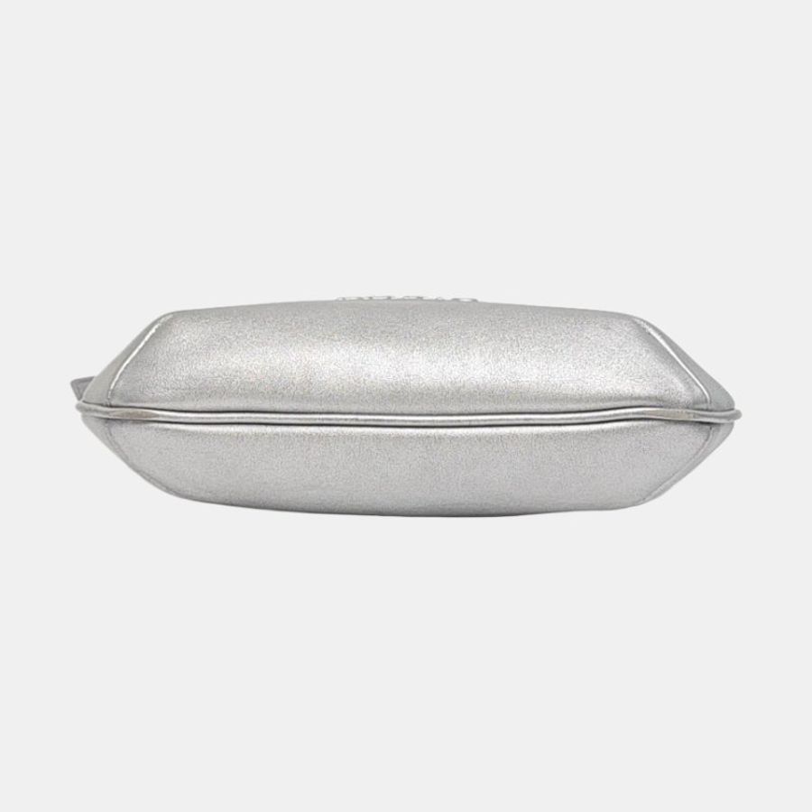 BALENCIAGA銀色皮革浮雕單肩包銀色五金-5