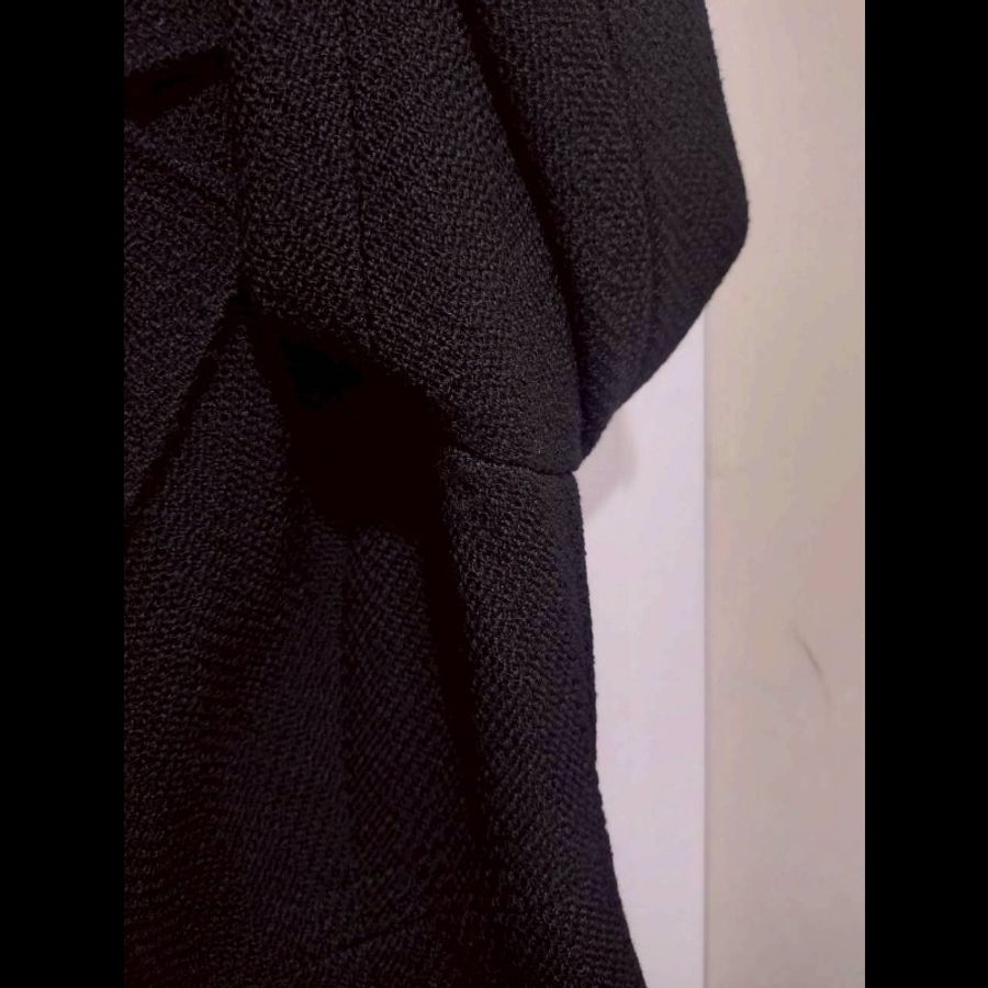 Chanel 霧銀釦黑羊毛料外套-8