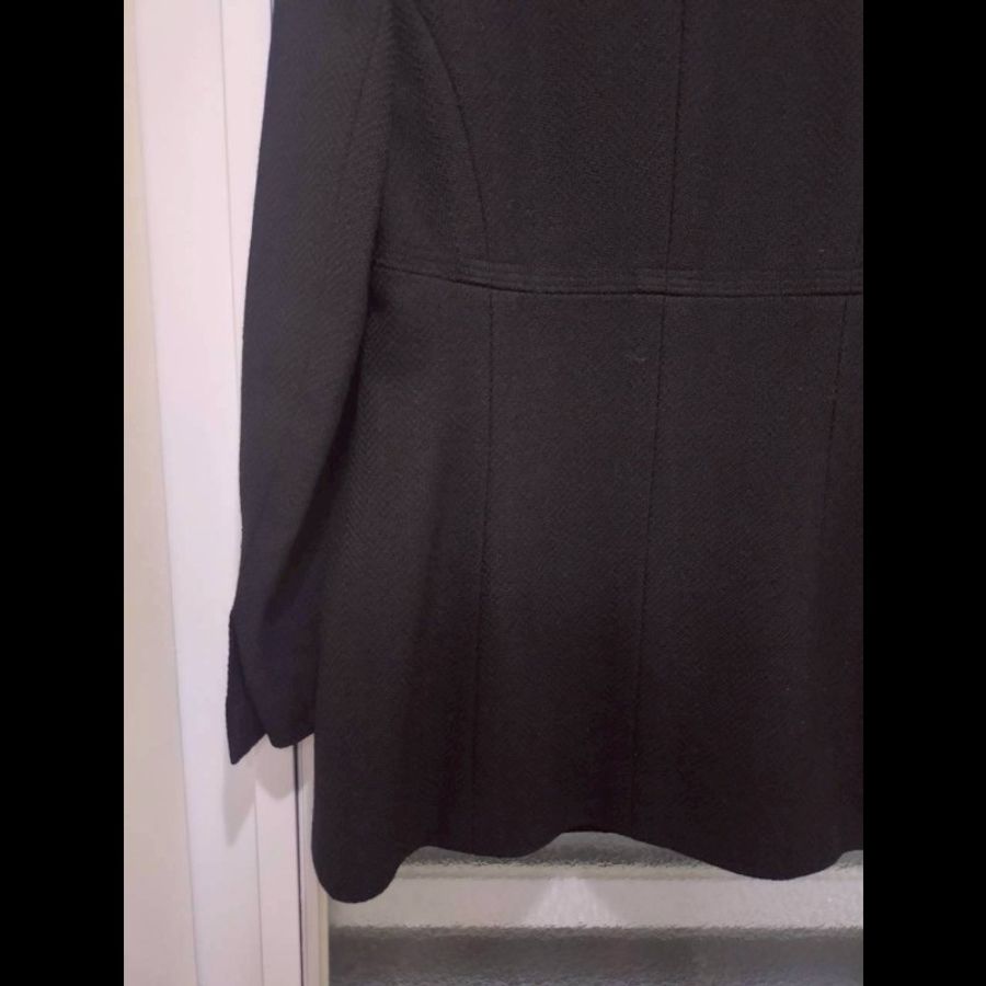 Chanel 霧銀釦黑羊毛料外套-13
