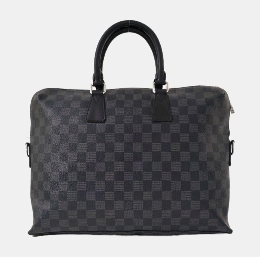 97新LOUIS VUITTON 灰色塗層帆布棋盤格單肩包手提包斜挎包-3