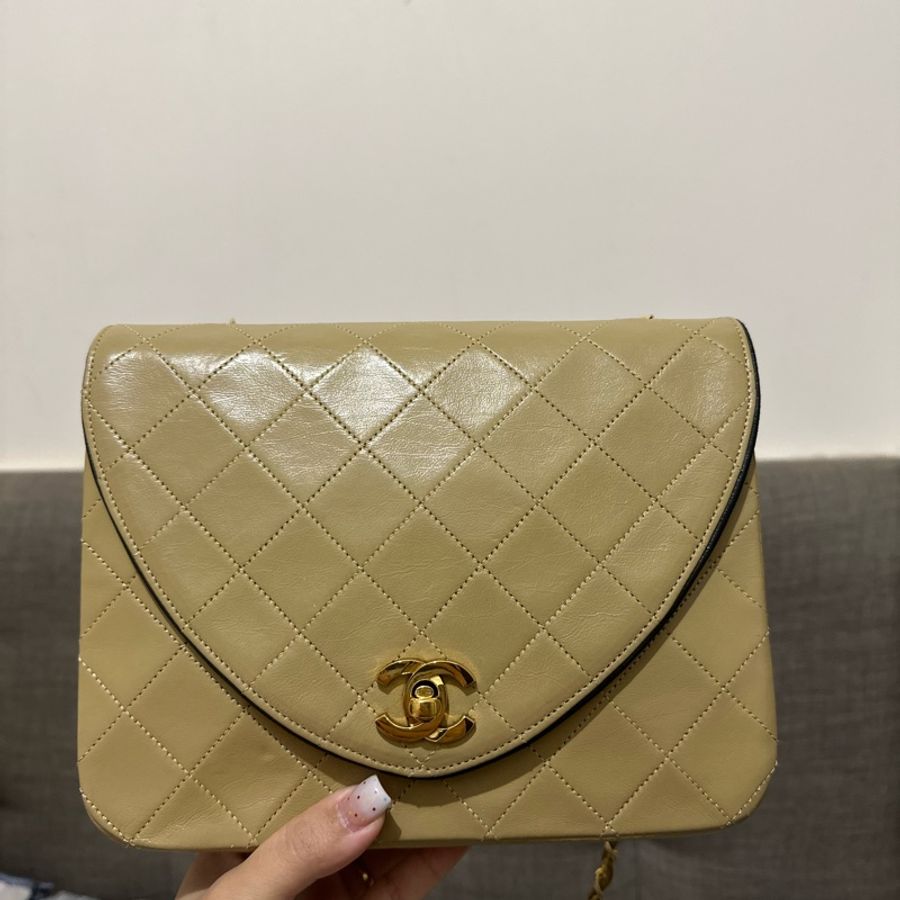 Chanel Vintage 奶茶色信封包 😍 美女們快來買包包吧-0