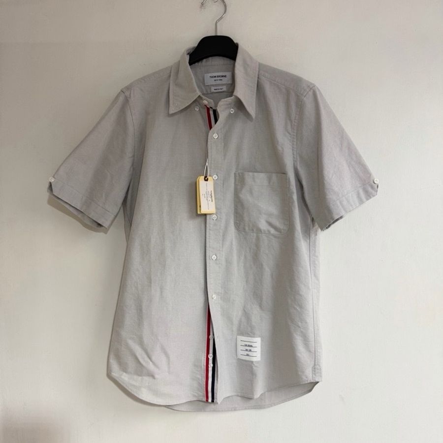 Thom Browne 男款 牛津布 灰色 短袖襯衫 #1 2 3-2