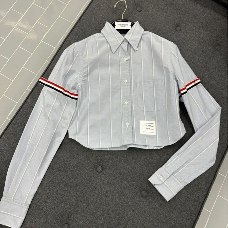 Thom Browne 女款 灰藍色 白色襯衫#38 40 42-0