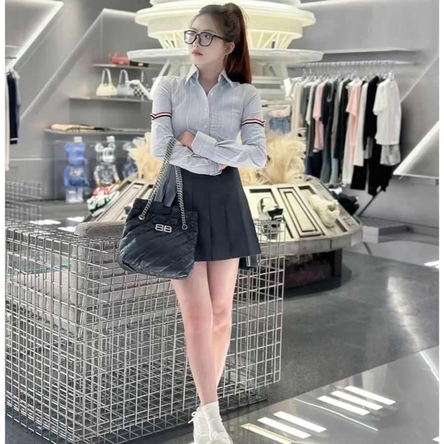 Thom Browne 女款 灰藍色 白色襯衫#38 40 42-3
