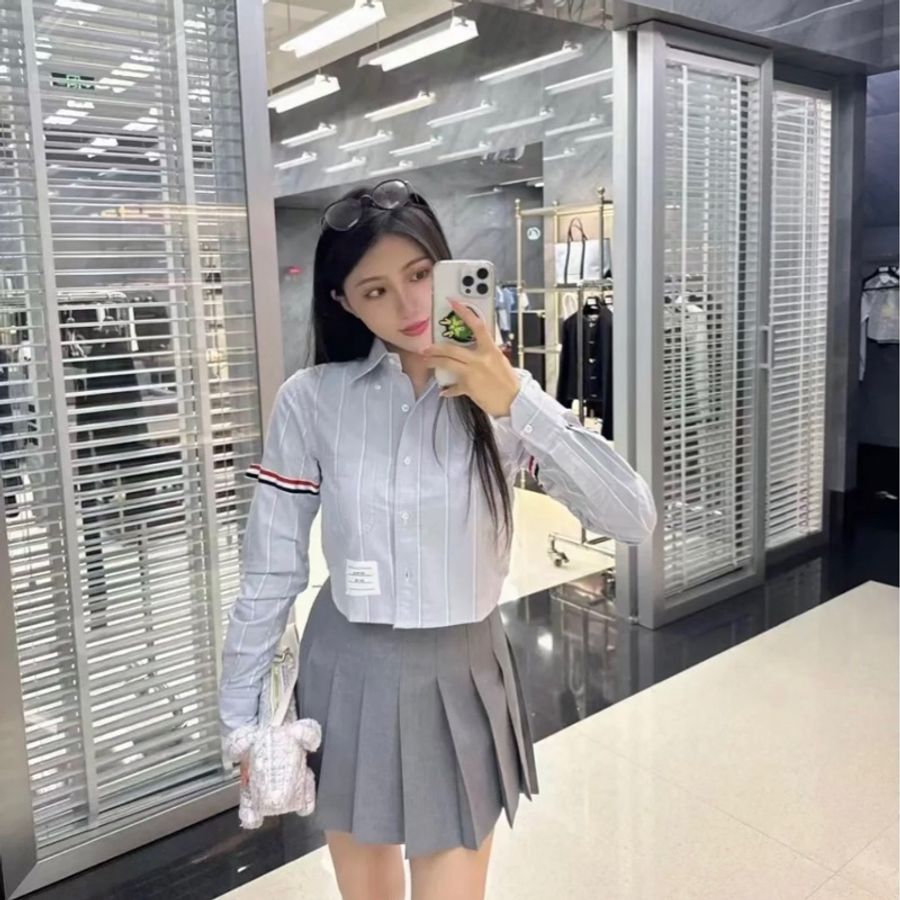 Thom Browne 女款 灰藍色 白色襯衫#38 40 42-4