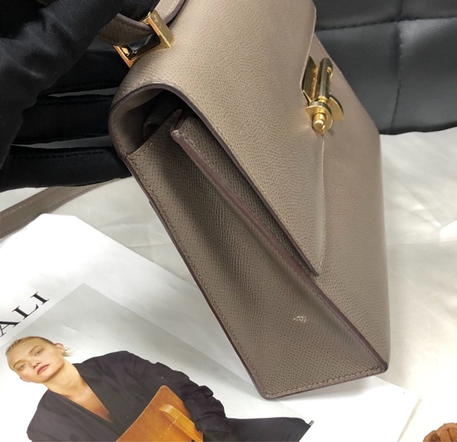 【全網最便宜✨90%新】愛馬仕Hermes verrou23錫器灰金扣手槍包-3