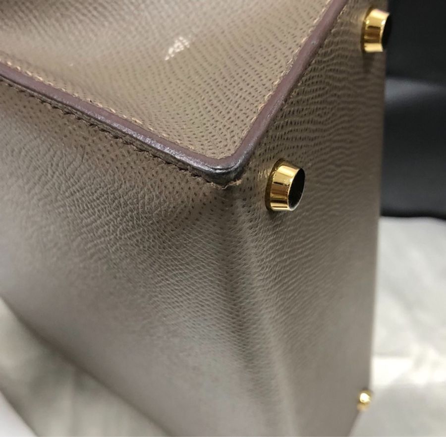 【全網最便宜✨90%新】愛馬仕Hermes verrou23錫器灰金扣手槍包-5