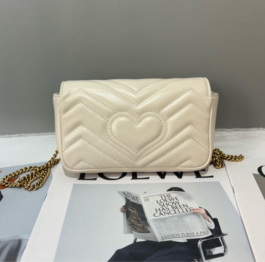 【全平台最便宜✨97%新】Gucci 古馳 Marmont 超mini雙G白金鍊條包|單肩包|斜背包-1
