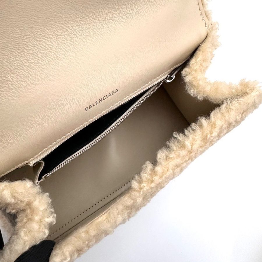 BALENCIAGA Hourglass系列毛絨肩背斜背包沙漏包24*16*11 98新配件塵袋-2