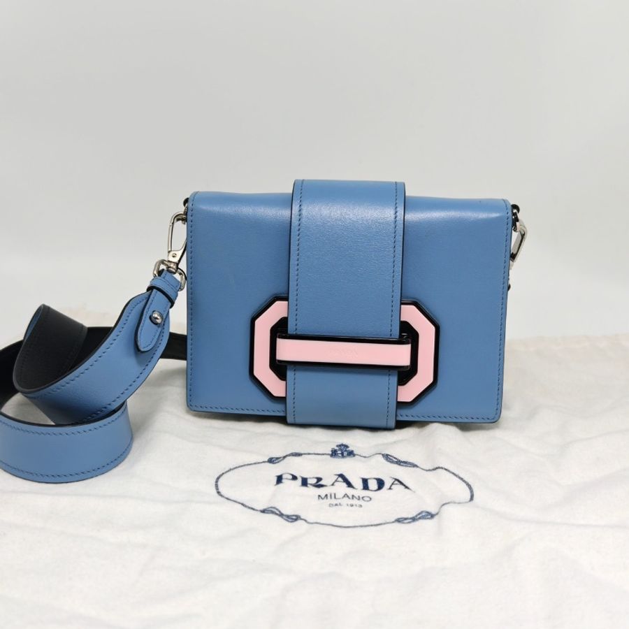 PRADA Ribbon 系列   牛皮肩背斜背舌頭包20*14*6 98新配件塵袋-1