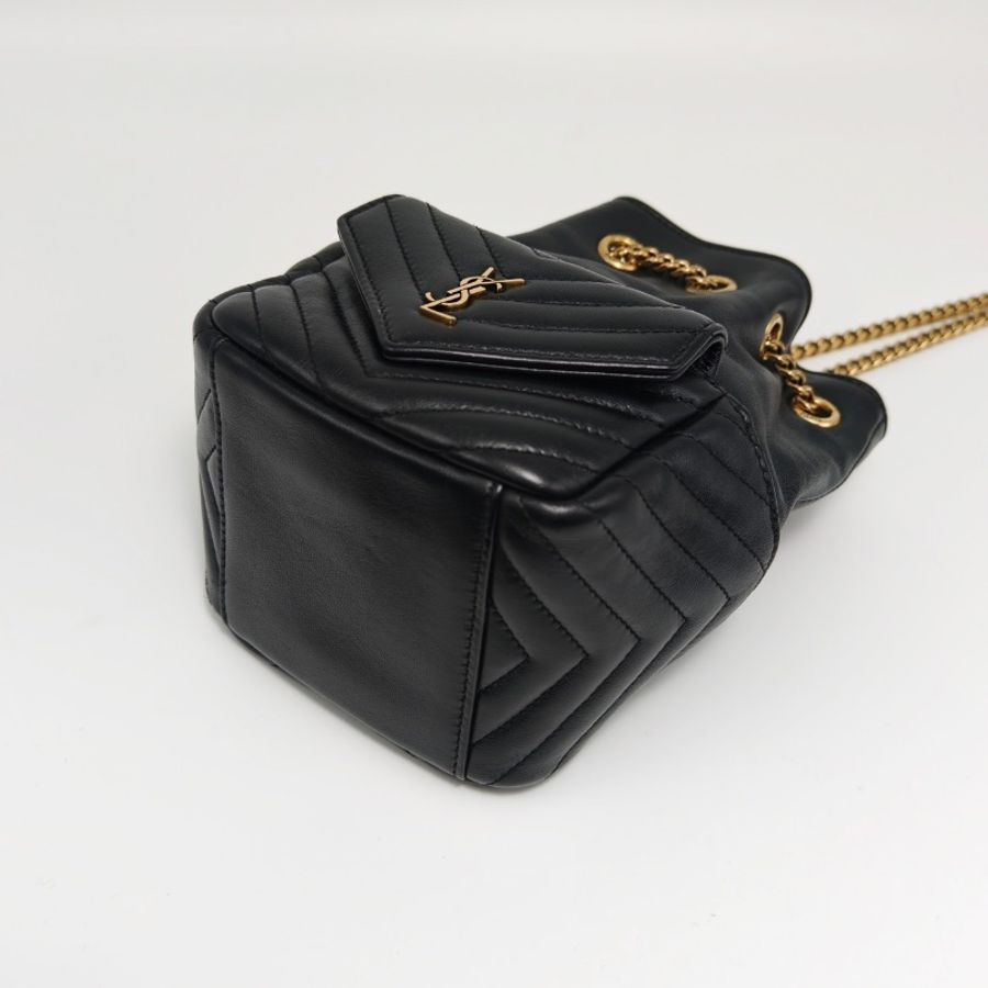 YSL 黑金肩背斜背水桶包12*17*10 98新配件塵袋購證-5