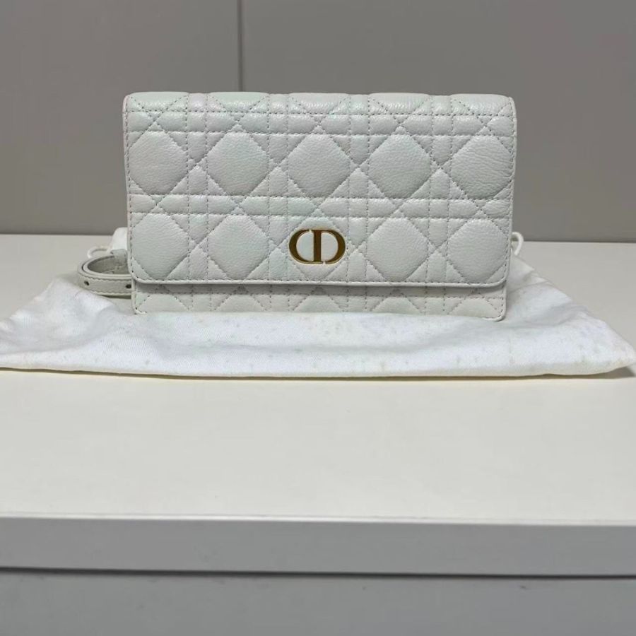 【95%新 Dior Caro✨ 全網最低價!】 Dior Caro 白色金色保值款 無使用痕跡-5