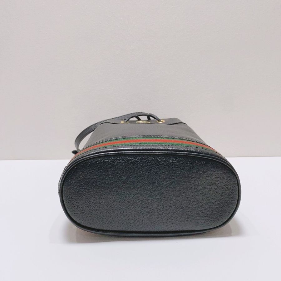 Gucci Ophidia黑色抽繩水桶包20x10x25 98新配件塵袋-4